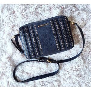 Michael Kors Navy Blue Jet Set Studded Shoulder Bag